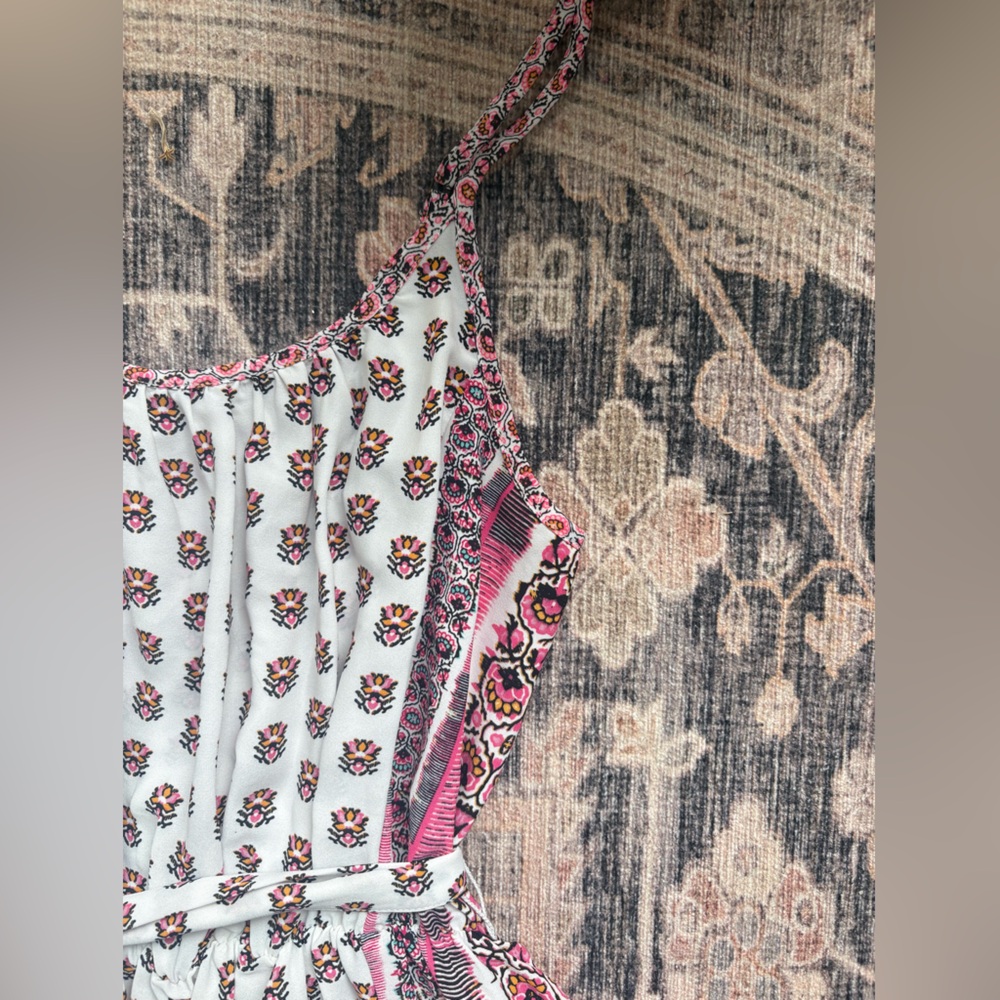 GAP White Maxi Dress with Pink Border and Pattern - Picture 4 of 4